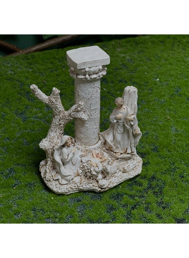 Nativity Scene Decorative Figurine with Holy Family and Angel – Resin Christmas Home Décor - Image 4